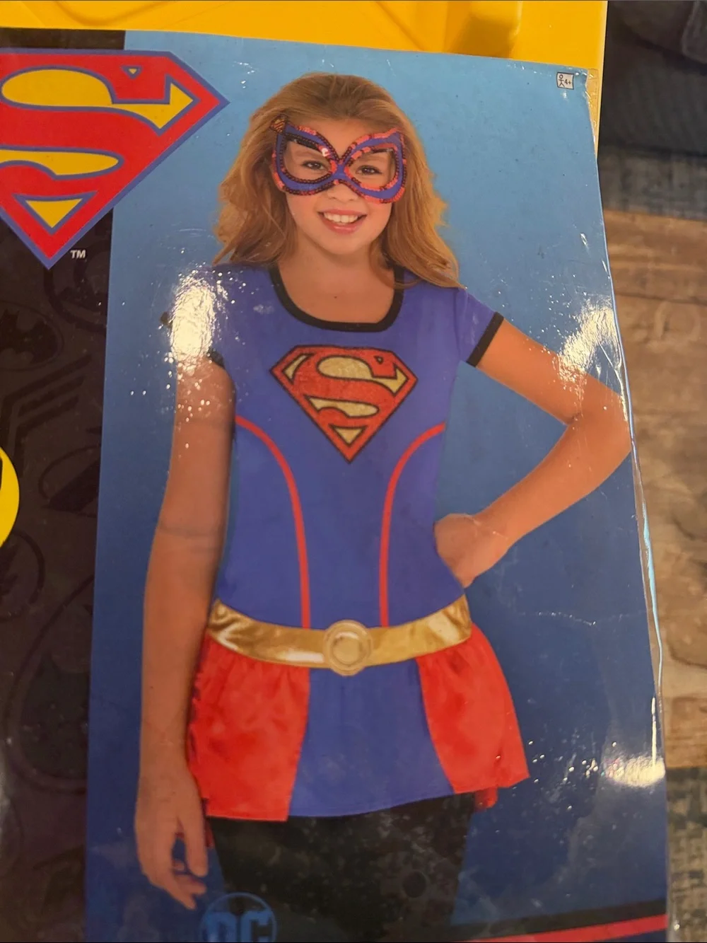 Supergirl Kids Costume – Blue and Red Super Hero Top (Child S/M)